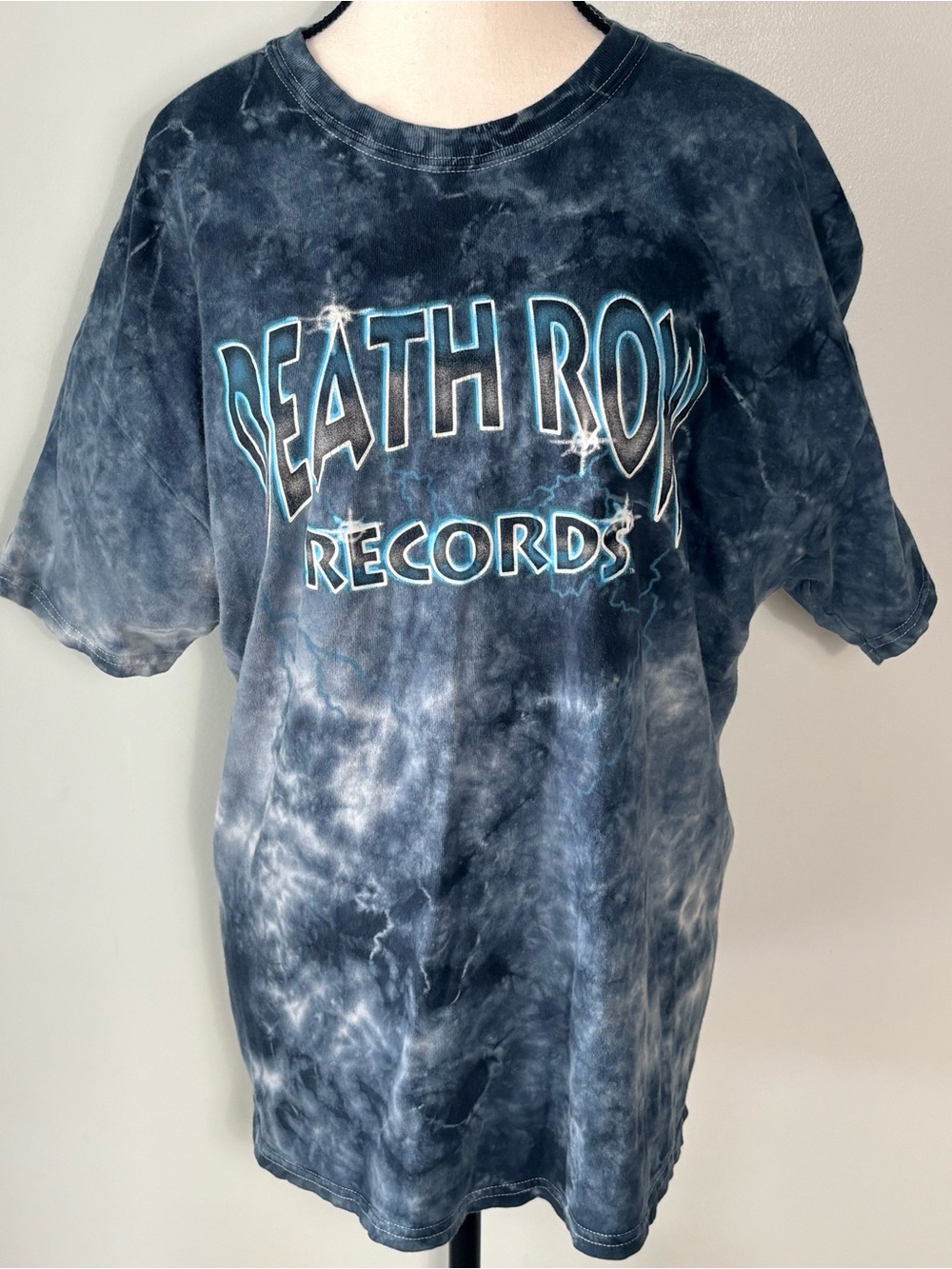 Death Row Records Tie-Dye Short Sleeve Tee - Blue/White/Gray